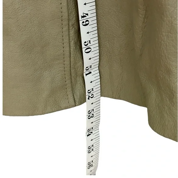 VTG COUGAR Mens‎ Coat XL Beige 100% Leather Belted Trench Zip Out Lining Classic